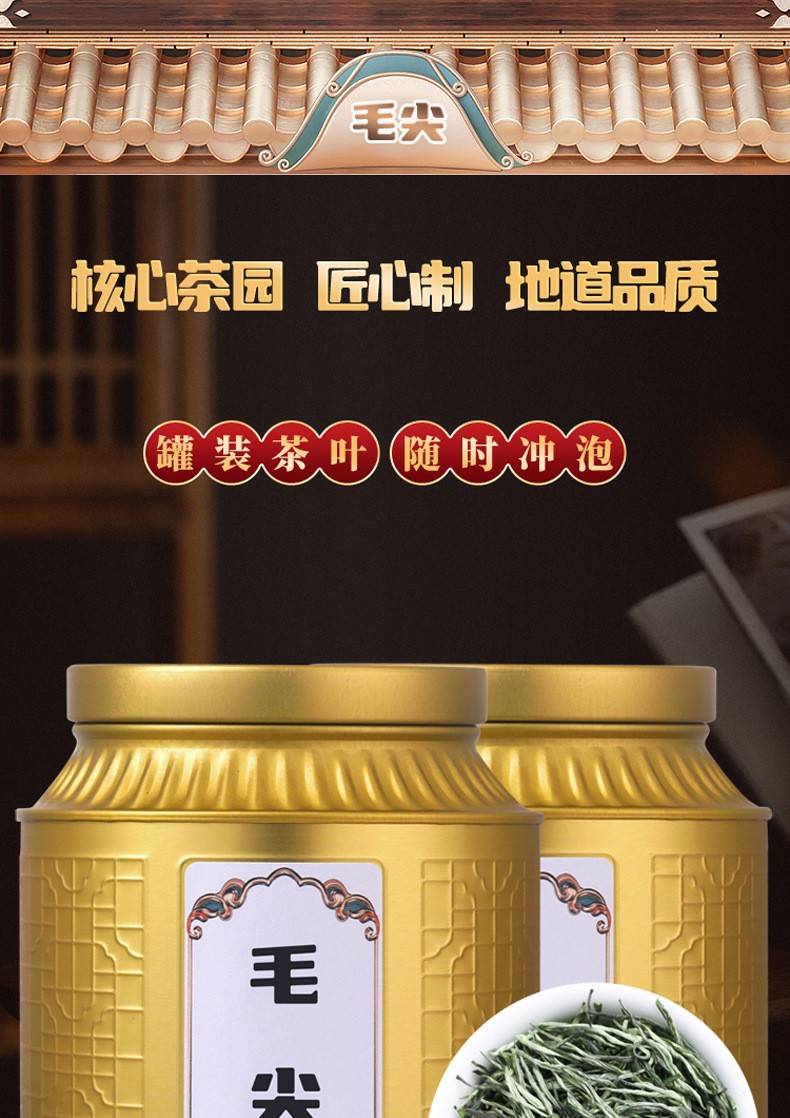 正宗毛尖茶2023新茶叶明前春茶嫩芽散装礼盒装绿茶罐装500g